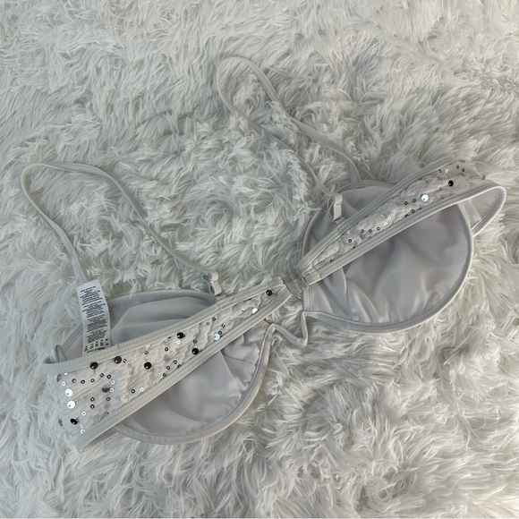 Pretty Little Thing • White underwire sequin bikini top • Size 16 - Picture 4 of 8